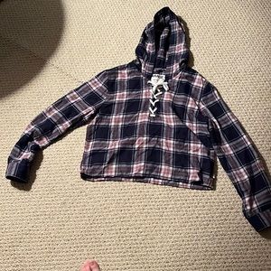Flannel Garage long sleeve crop shirt.